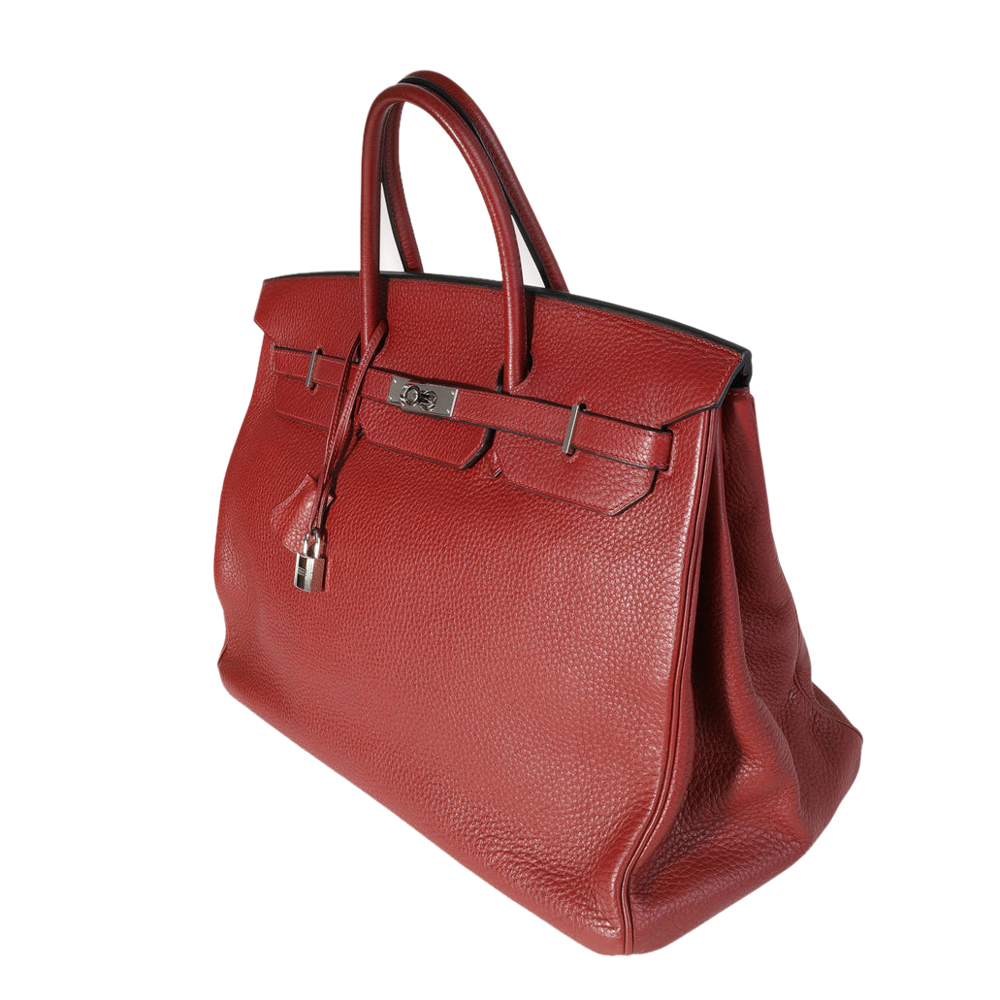 

Hermes Red Clemence Leather Palladium Hardware Birkin 40 Bag