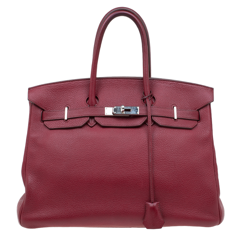 Hermes Burgundy Togo Calfskin Leather Palladium Hardware Birkin 35