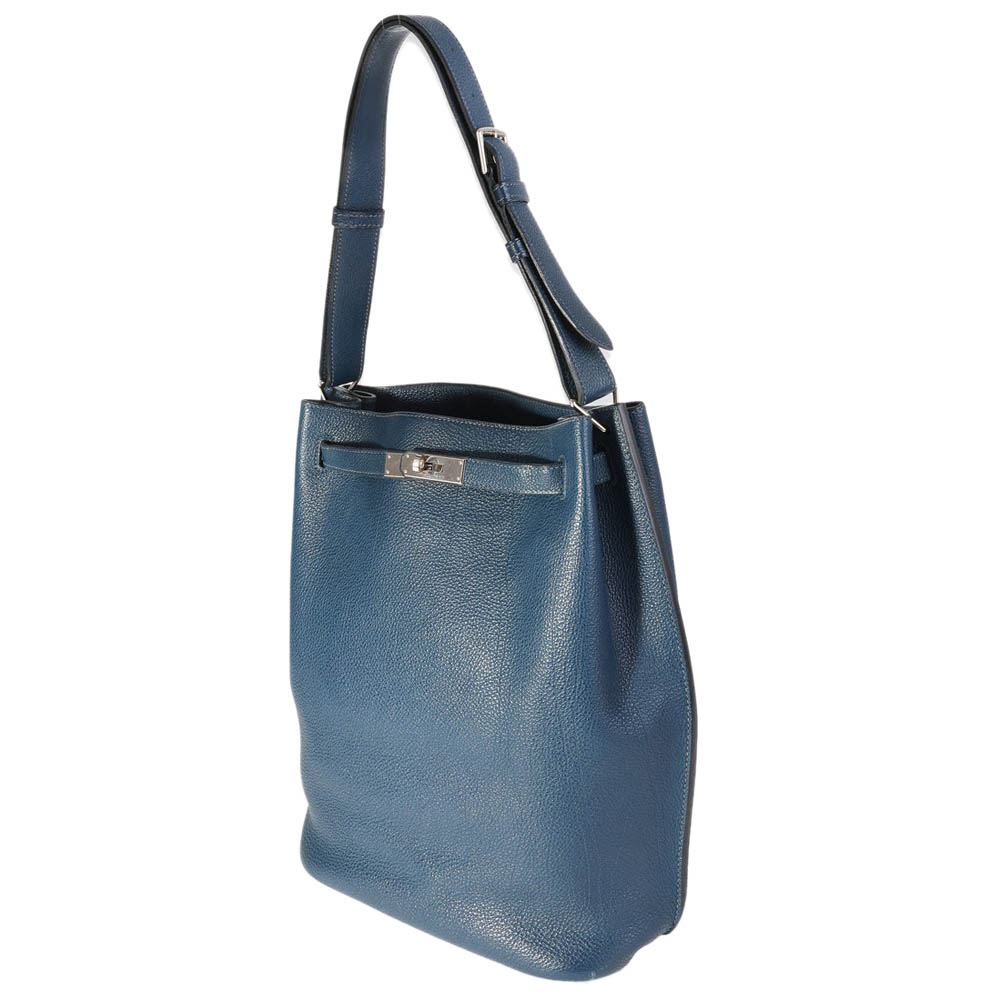 

Hermes Blue Togo Leather Palladium Hardware So Kelly 26 Top Handle Bag