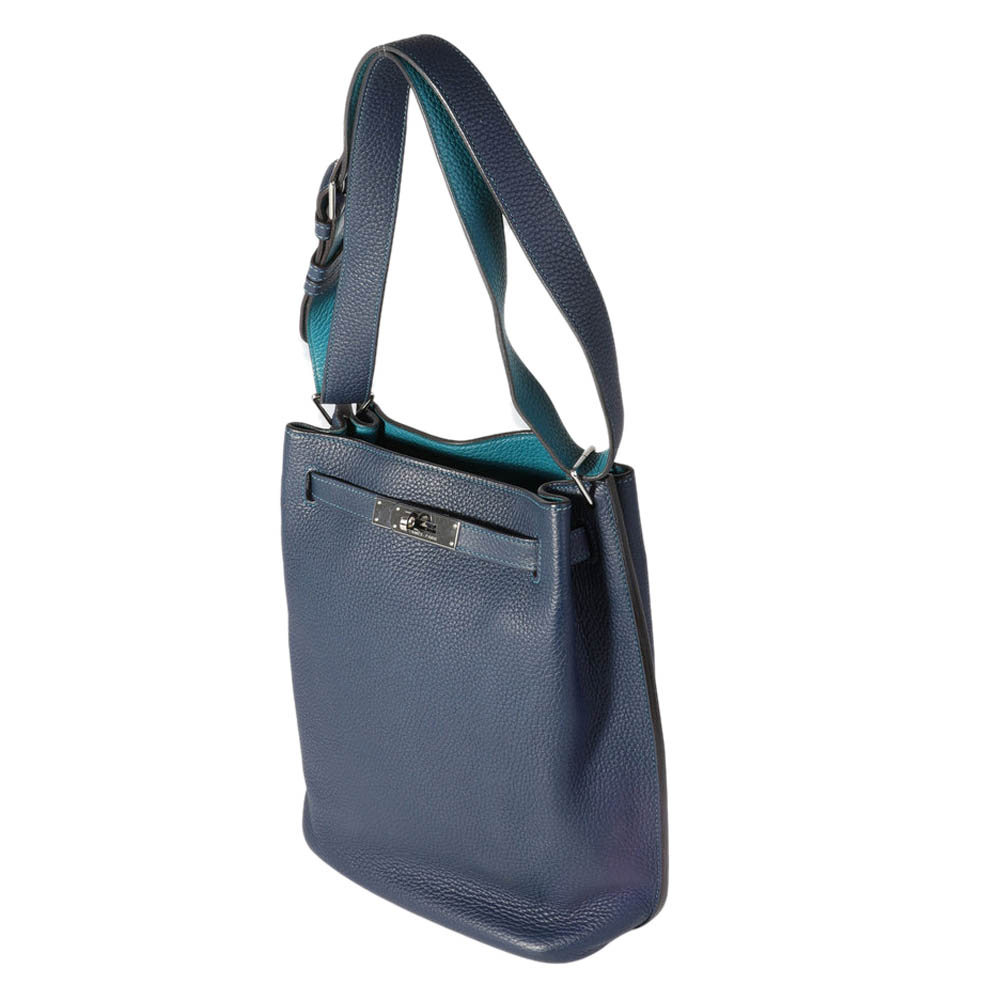 

Hermes Blue Togo Leather Palladium Hardware So Kelly 22 Top Handle Bag