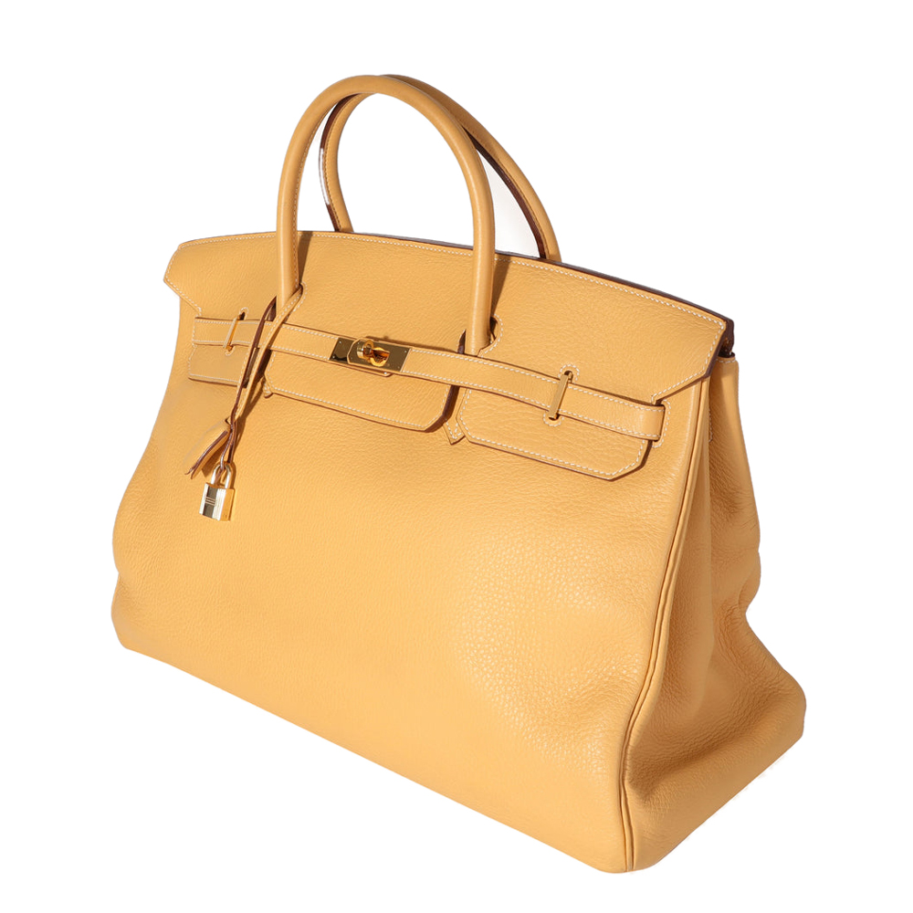 

Hermes Yellow Clemence Leather Gold Hardware Birkin 50 Bag