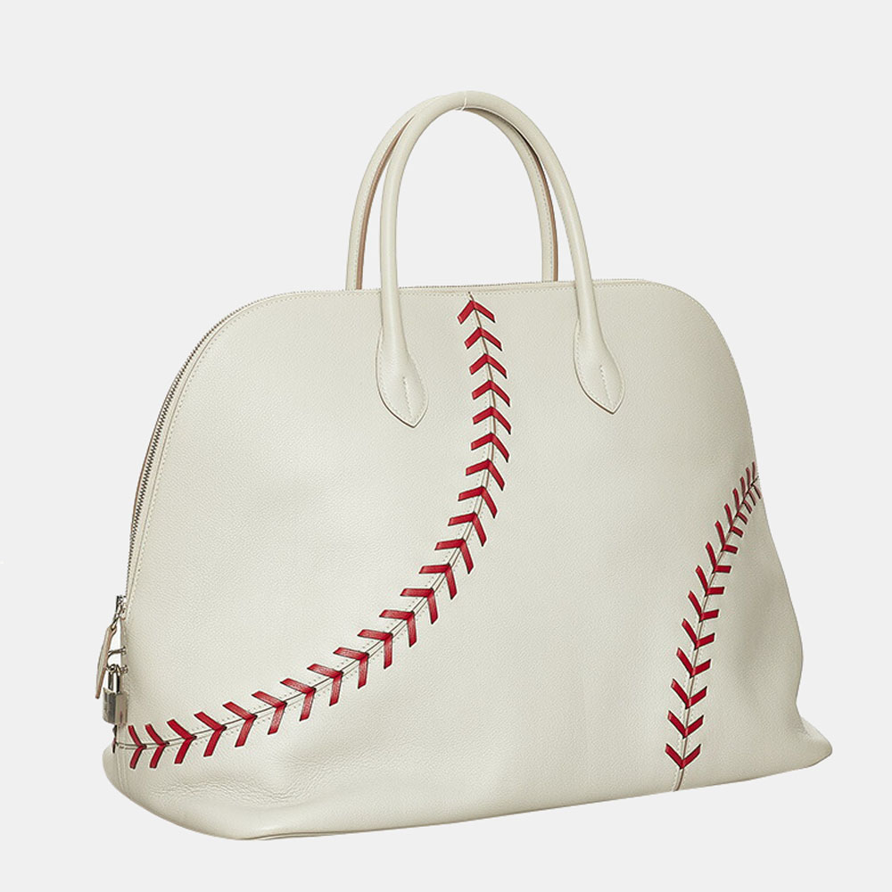 

Hermes White Leather 1923 Evercolor Baseball Bolide 45 Bag