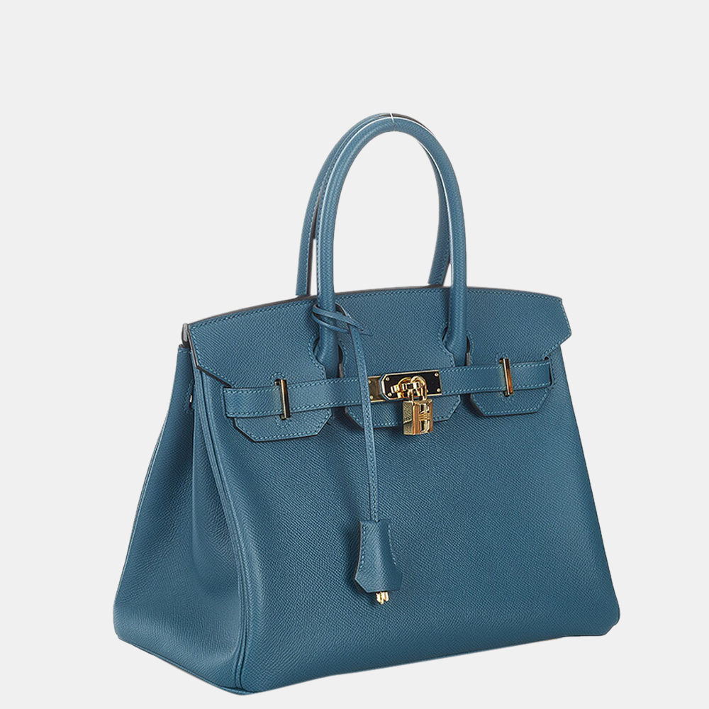 

Hermes Blue Epsom Leather Gold Hardware Birkin 30 Bag
