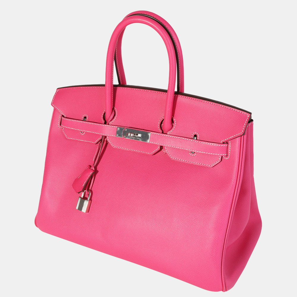 

Hermes Rose Tyrien Epsom Leather Birkin 35 PHW Bag, Pink