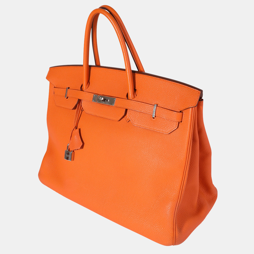 

Hermes Orange Togo Leather Birkin 40 PHW Bag