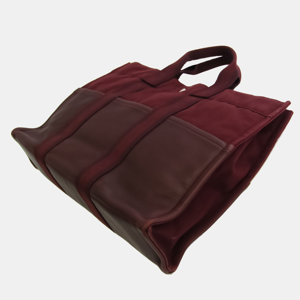 

Hermes Fourre Tout MM Unisex Cotton Canvas,Leather Tote Bag Bordeaux BF543592, Burgundy