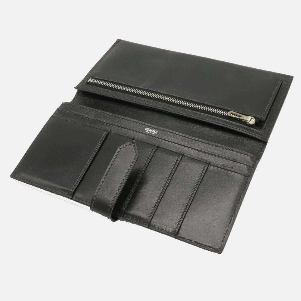 

Hermes Bearn Classic Bi-Fold Long Wallet Box Calf BOX Leather Black