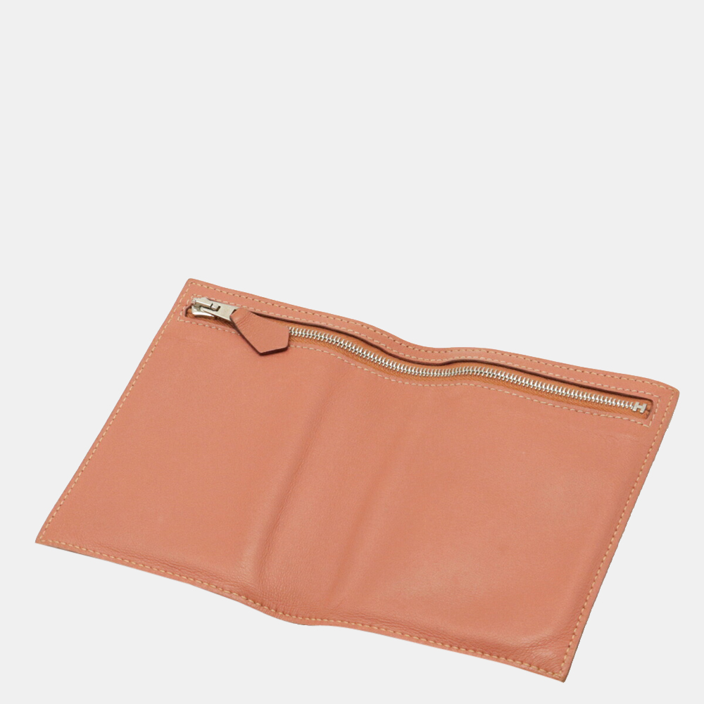 

Hermes Zip Zap Bi-Fold Wallet Coin Purse Vaux Swift Leather  Engraved, Pink