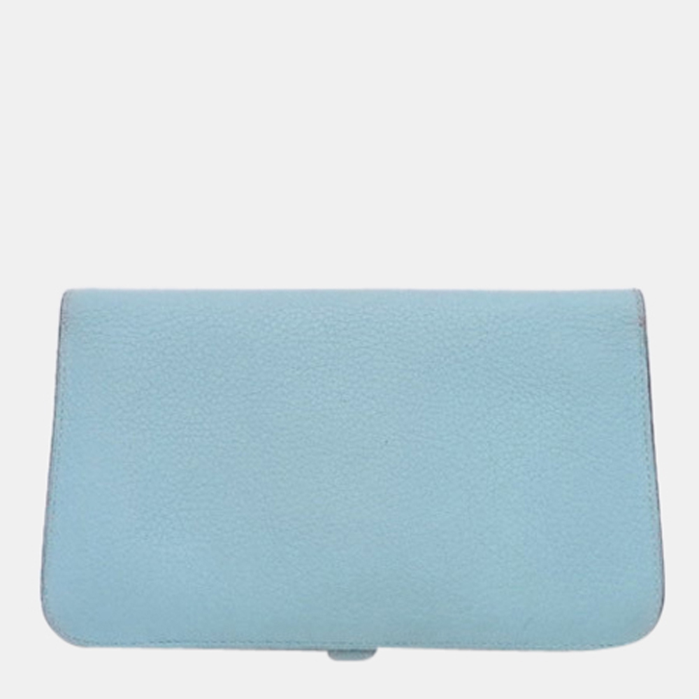 

Hermes wallet Dogon GM light blue leather bi-fold