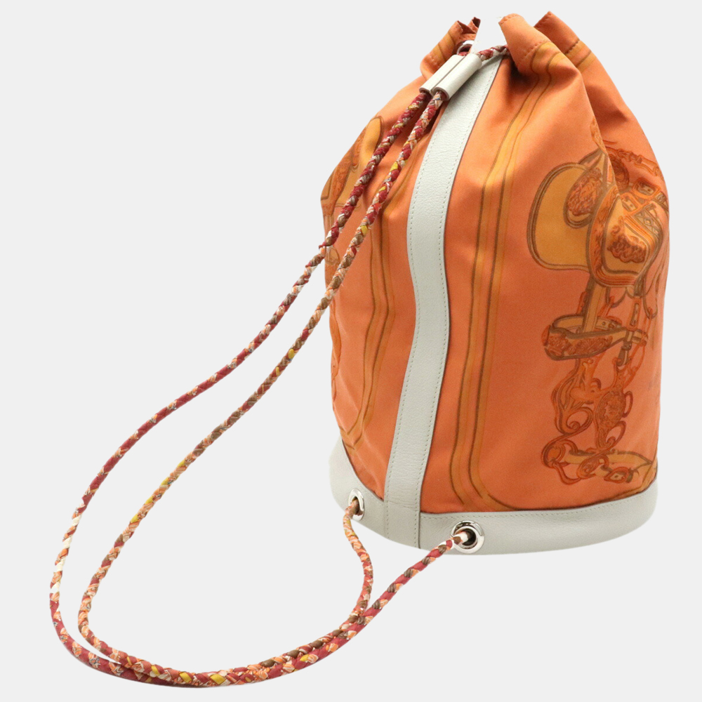 

Hermes Soi Cool 22 Brid de Gala Shoulder Bag Rucksack Silk Leather Orange Light Gray