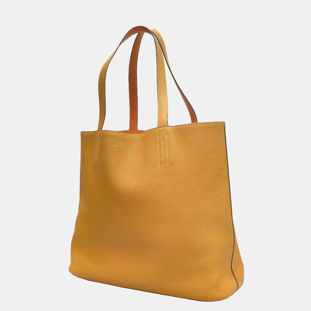 

HERMES Double Sense 45 Tote Bag Orange/Yellow Taurillon Clemence P Engraved