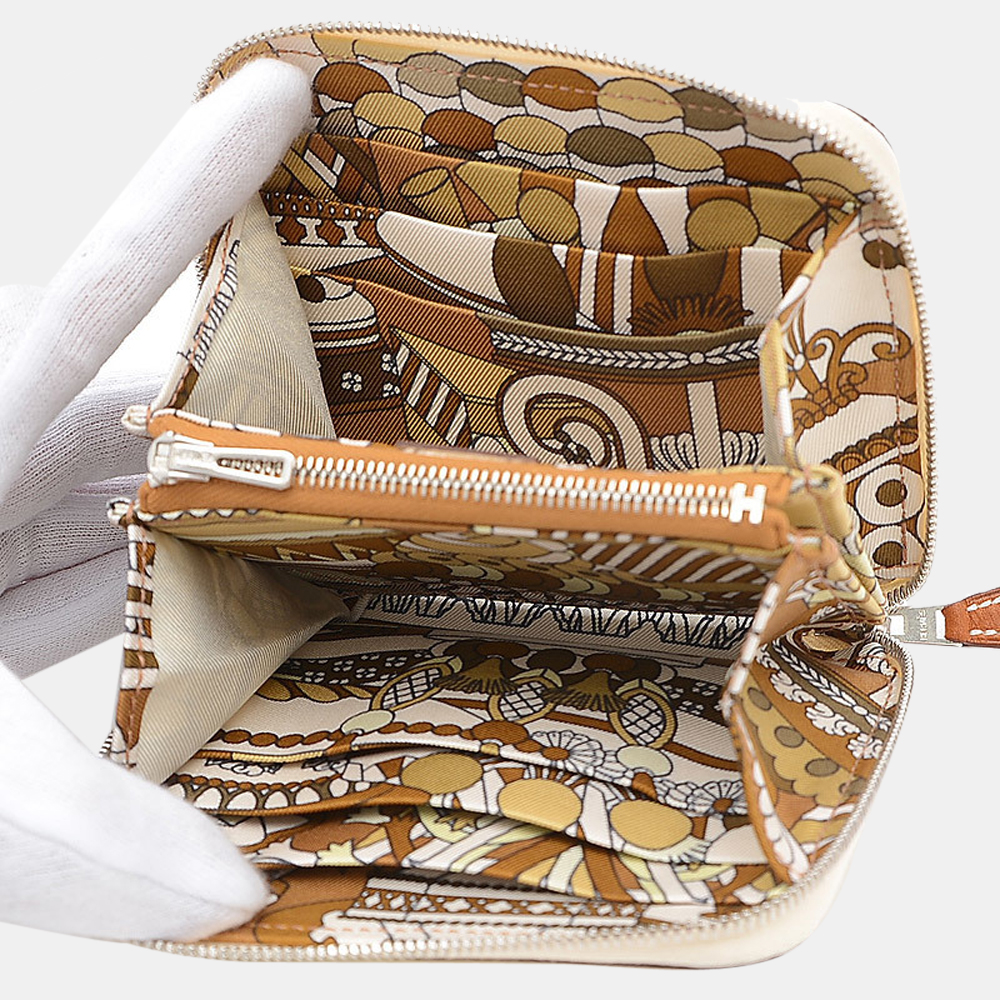 

Hermes Azap Silk in Epson Nata Z Engraved Purse, Cream