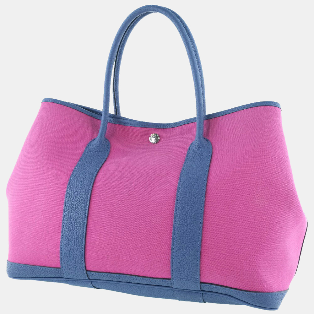 

Hermes Garden Party PM Toile Officier Negonda Magnolia Pink Blue C Women's Handbag