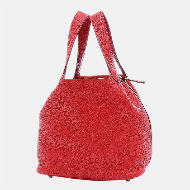 

Hermes Picotan Lock MM 22 Taurillon Rouge Viff X Engraved Handbag, Red