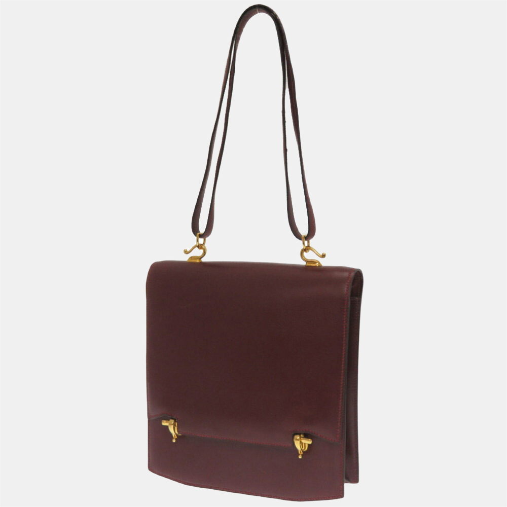 

Hermes Camargue Box Calf Rouge Ash Shoulder Bag I Engraved 0050HERMES, Burgundy