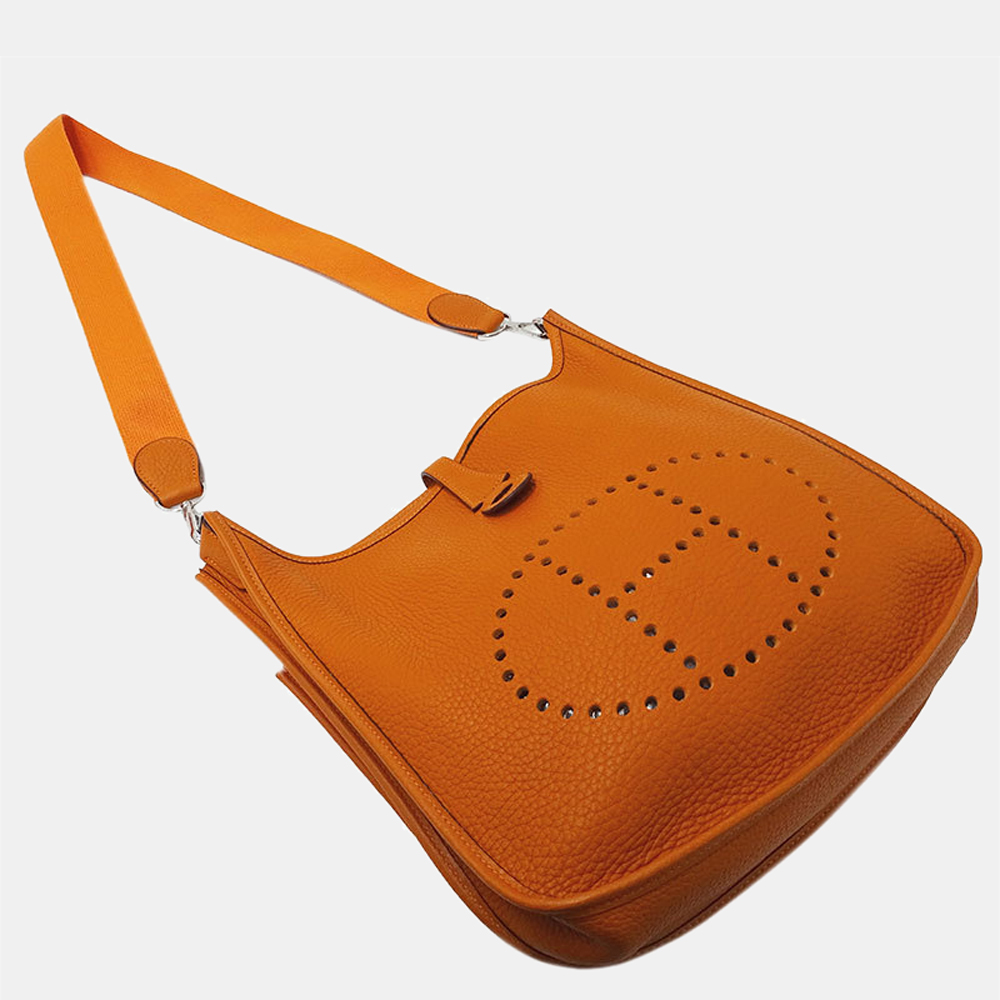 

Hermes Bag Ladies Shoulder Evelyn 2 PM Taurillon Clemence Potiron H Engraved, Orange