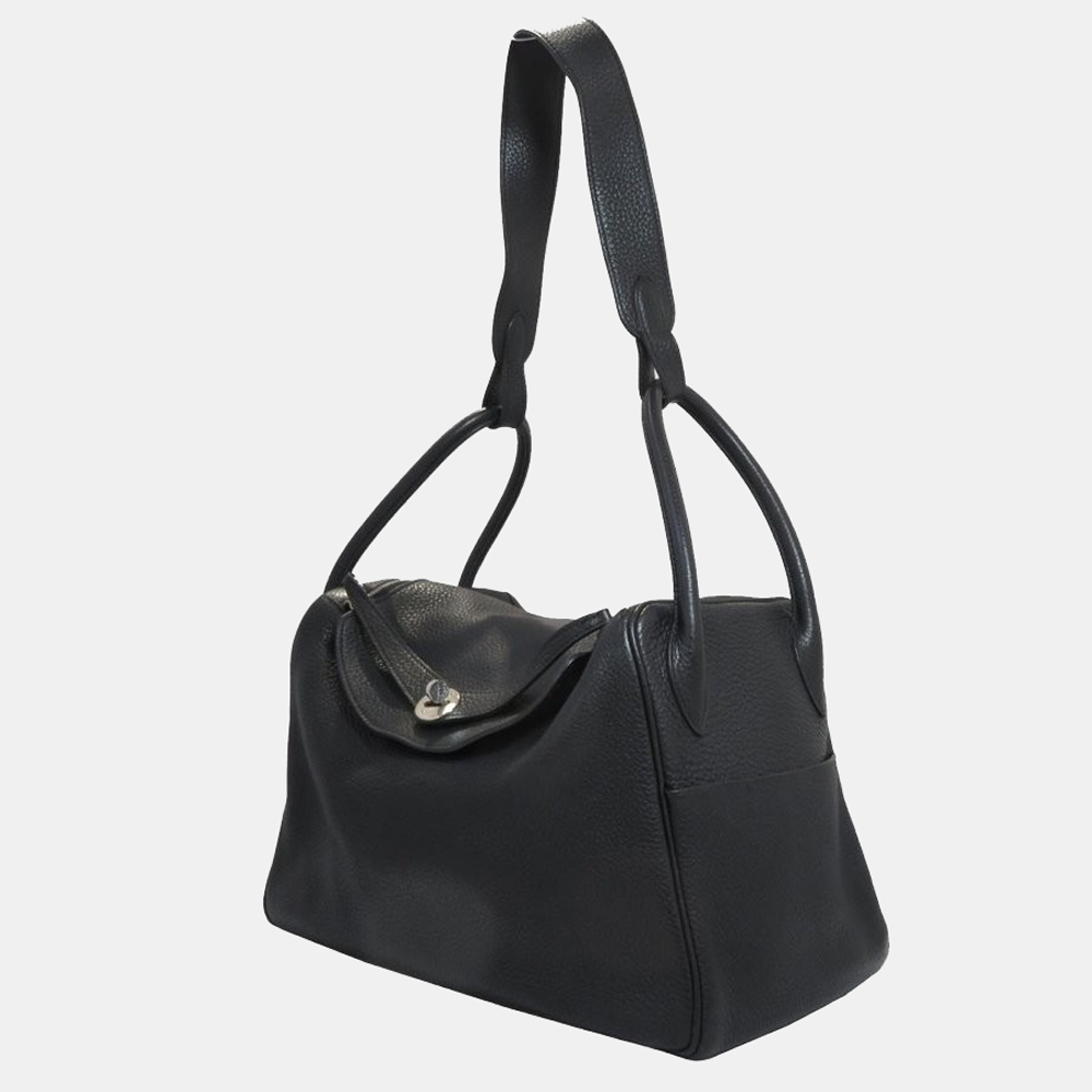 

HERMES Lindy 34 Shoulder Bag Black  Metal Fittings Taurillon Clemence O Engraved