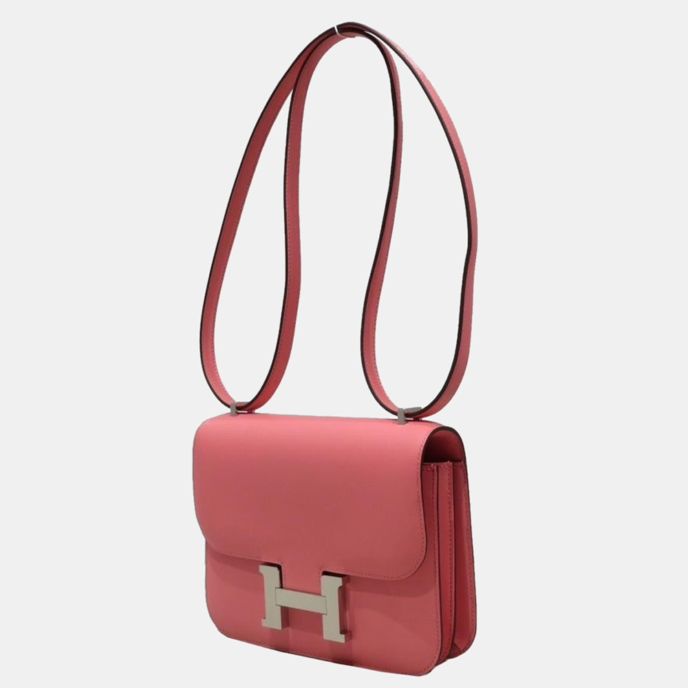 

HERMES Constance 18 Shoulder Bag Rose Azare  Metal Fittings Vaux Swift D Engraved, Red