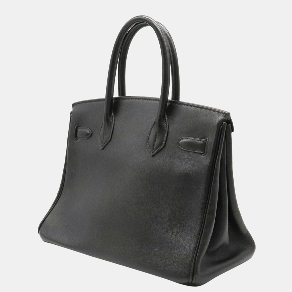 

HERMES Hermes Birkin 30 handbag Gulliver leather black  B engraved