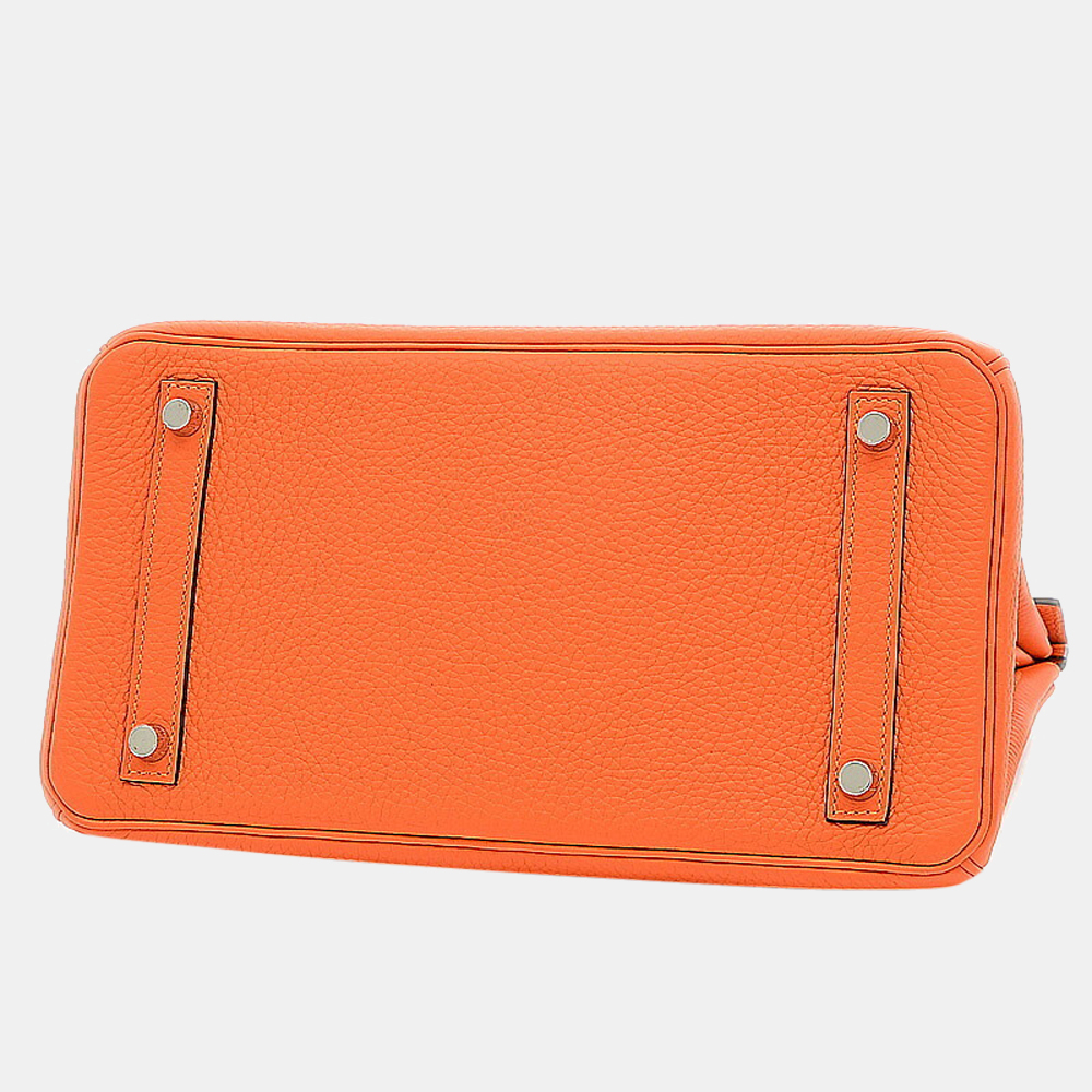 

Hermes Birkin 30 Taurillon Clemence Fu Orange Y Engraved Handbag