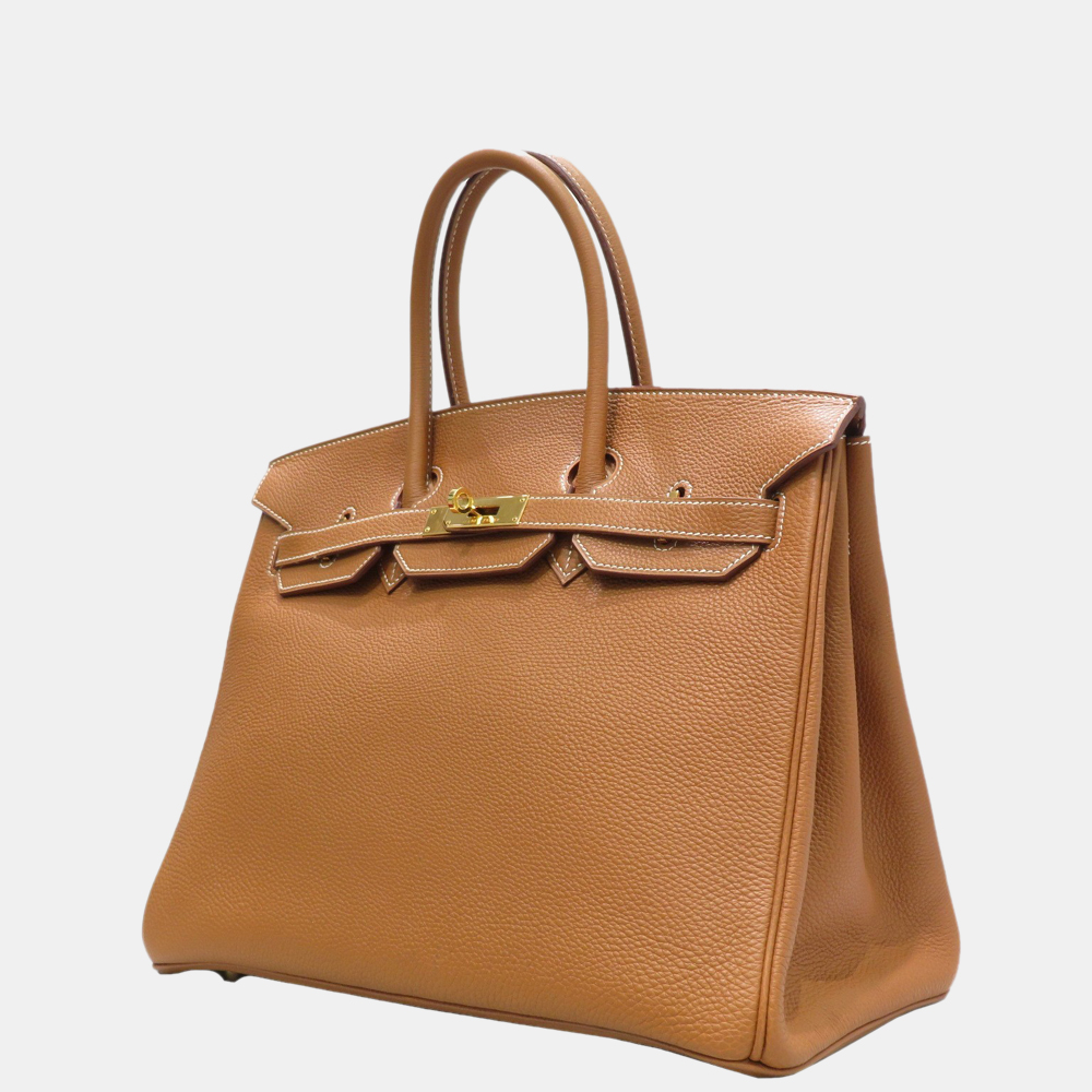 

Hermes Birkin 35 handbag gold G metal fittings Togo H engraved, Brown