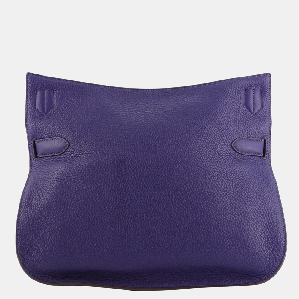 

Hermes Purple Clemence Leather Jypsiere 31 Satchel Bag