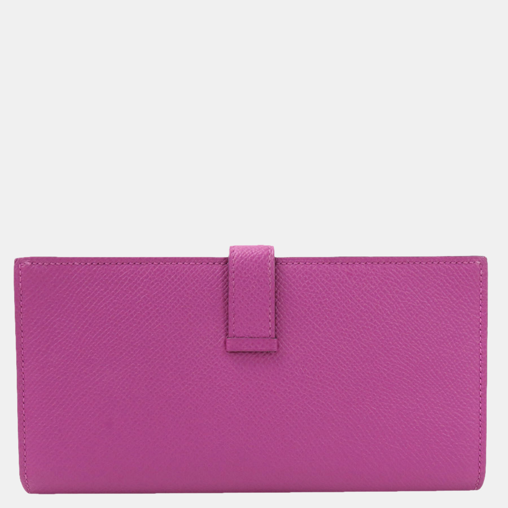 

Hermes Bi-Fold Wallet Bearnsfre Rose Purple Vaux Epson Ladies