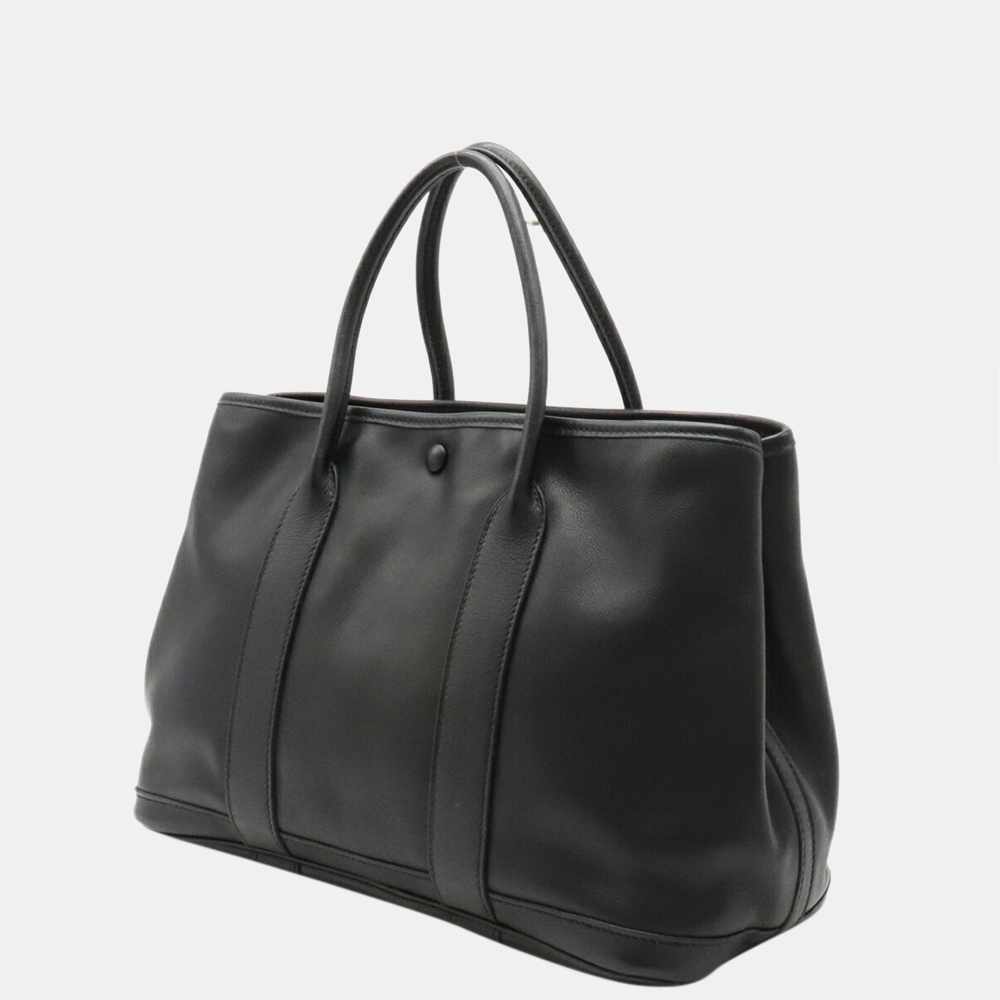 

Hermes Garden Twill TPM Tote Vaux Swift Leather Black