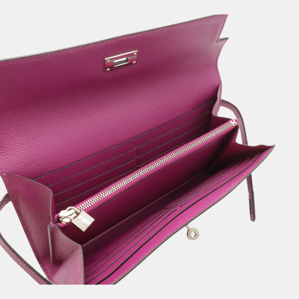 

Hermes Kelly Bi-fold wallet Vaux Epson leather rose purple C engraved