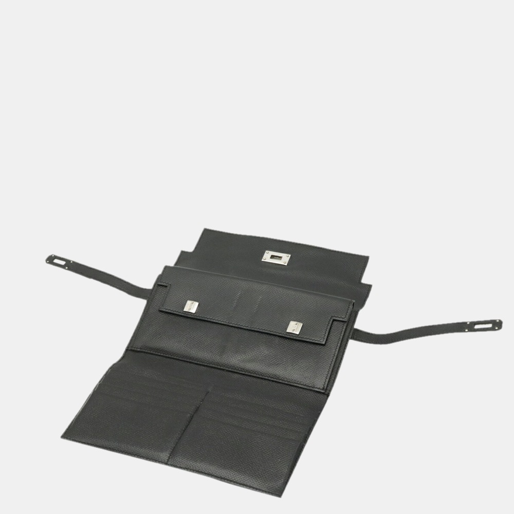 

Hermes Kelly tri-fold wallet Vaux Epson leather black K engraved