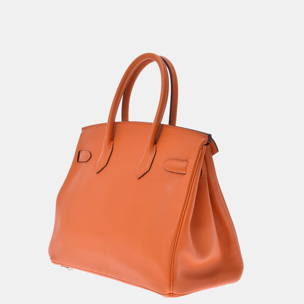 

Hermes Orange Swift Leather Palladium Hardware Birkin 30 Bag