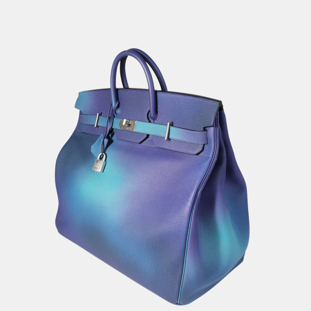 

Hermes Limited Edition Bleu Nuit & Violet Clemence Cosmos Haut à Courroies 50 BP, Blue