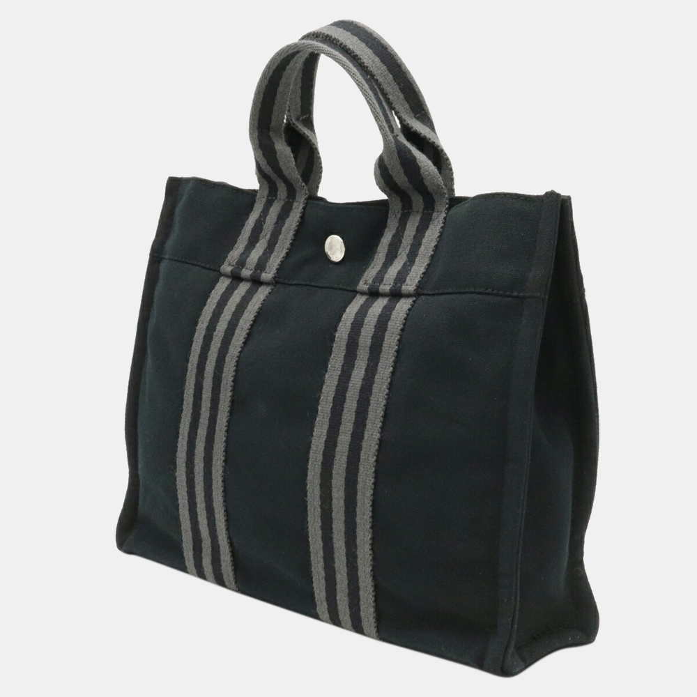 

Hermes Fourre Tout PM Bag Handbag Canvas Black Gray
