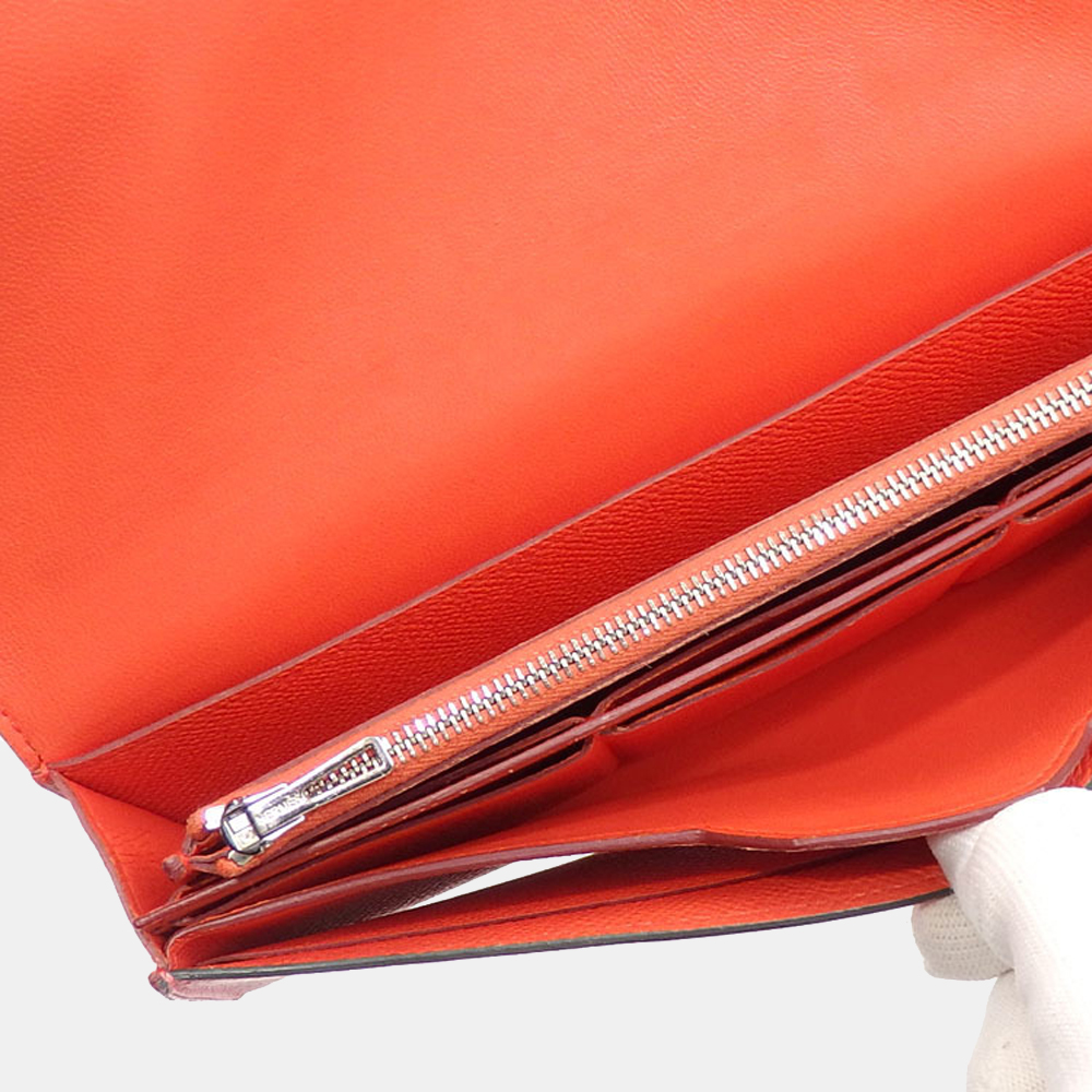 

Hermes Passan Bi-Fold Long Wallet Ladies Orange Poppy Rose Azare Vaux Epson A Engraved Made Around 2017 Hermes Bicolor, Multicolor