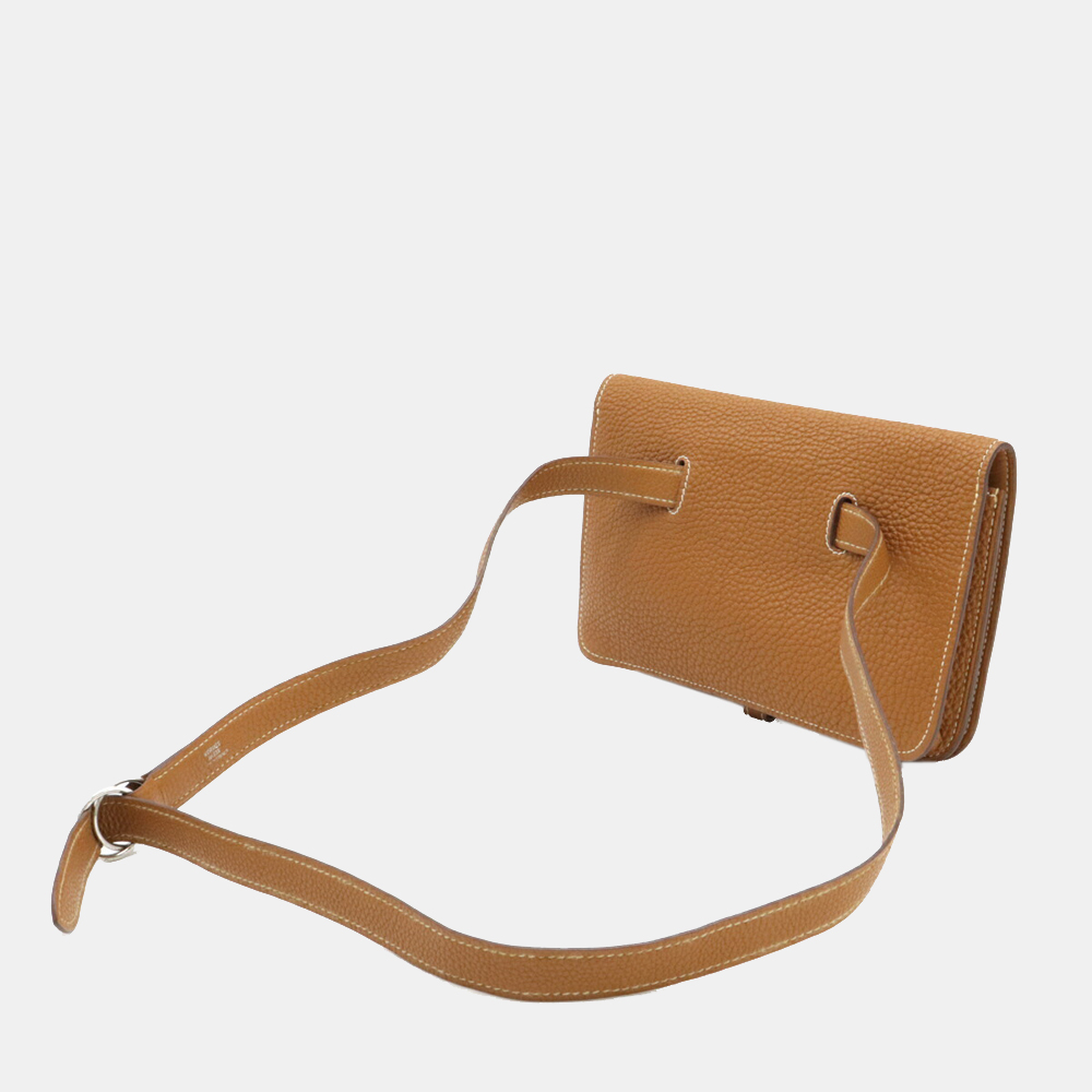 

Hermes Dogon Waist Pouch Bag Togo Leather Gold Brown J Engraved