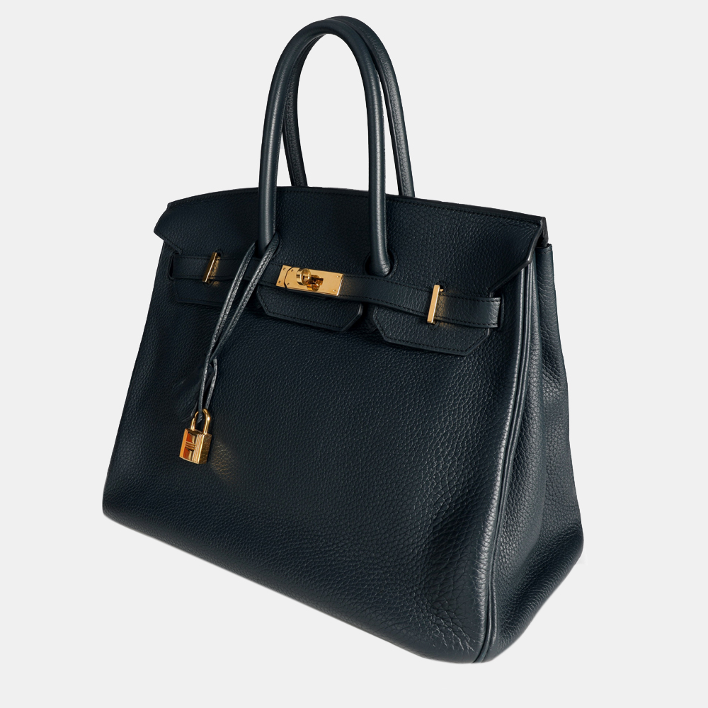 

Hermès Bleu Nuit Clémence Leather Birkin 35 GHW, Black