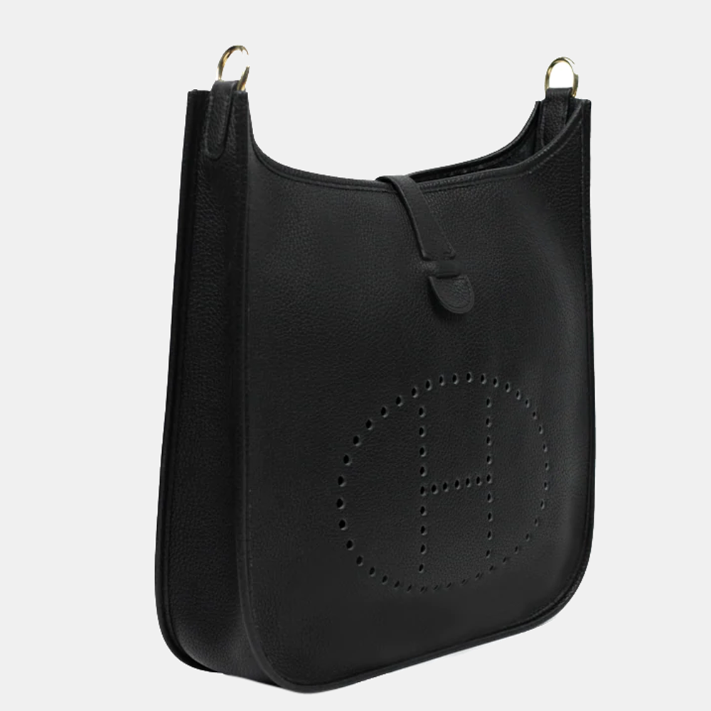 

Hermes Black Clemence Leather Evelyne Shoulder bag