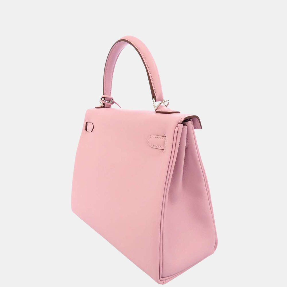 

Hermes Pink Swift Leather Palladium Hardware Kelly 25 Retourne Bag