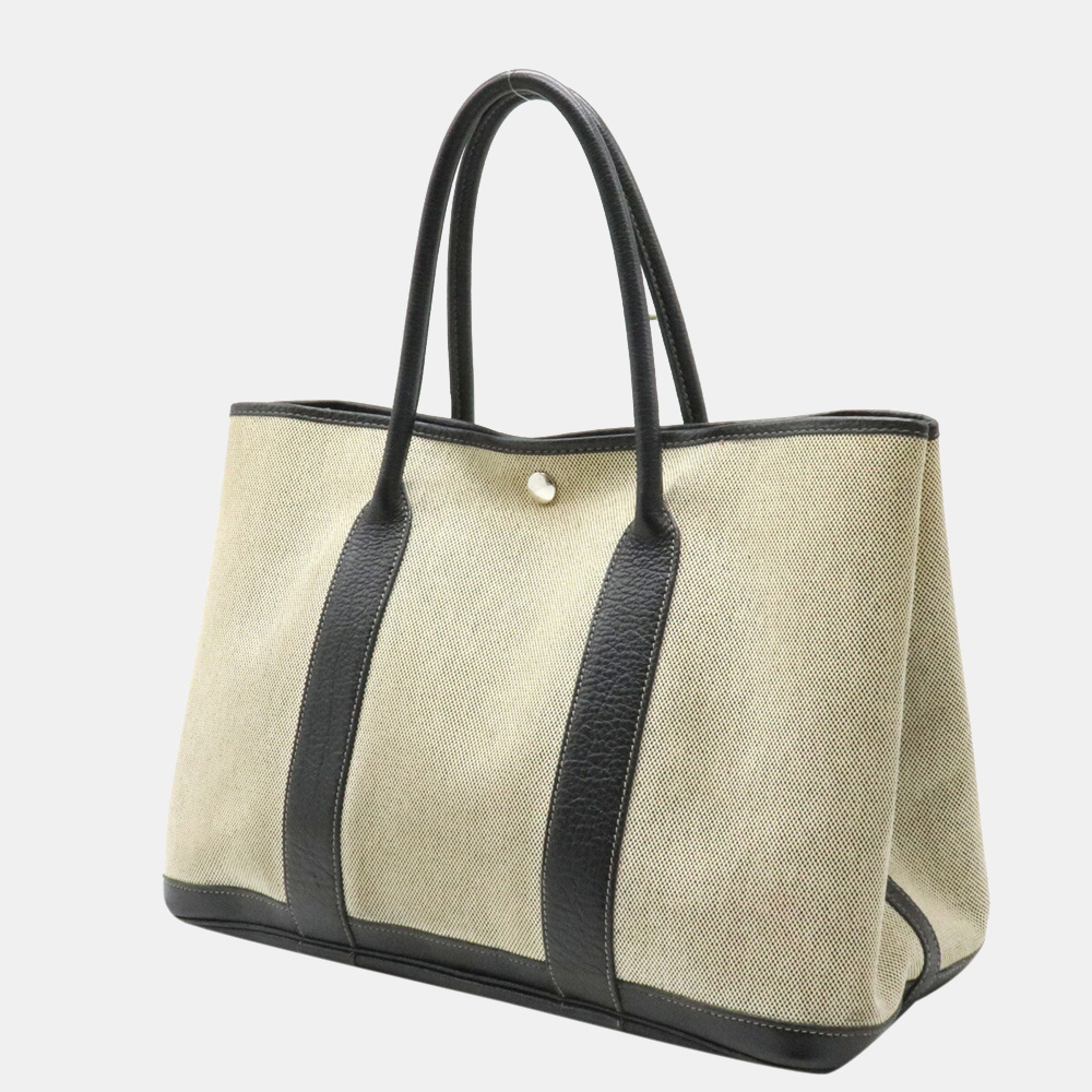 

Hermes Garden Party PM Bolduk Pattern Tote Bag Handbag Toile Ash Leather Gray Black