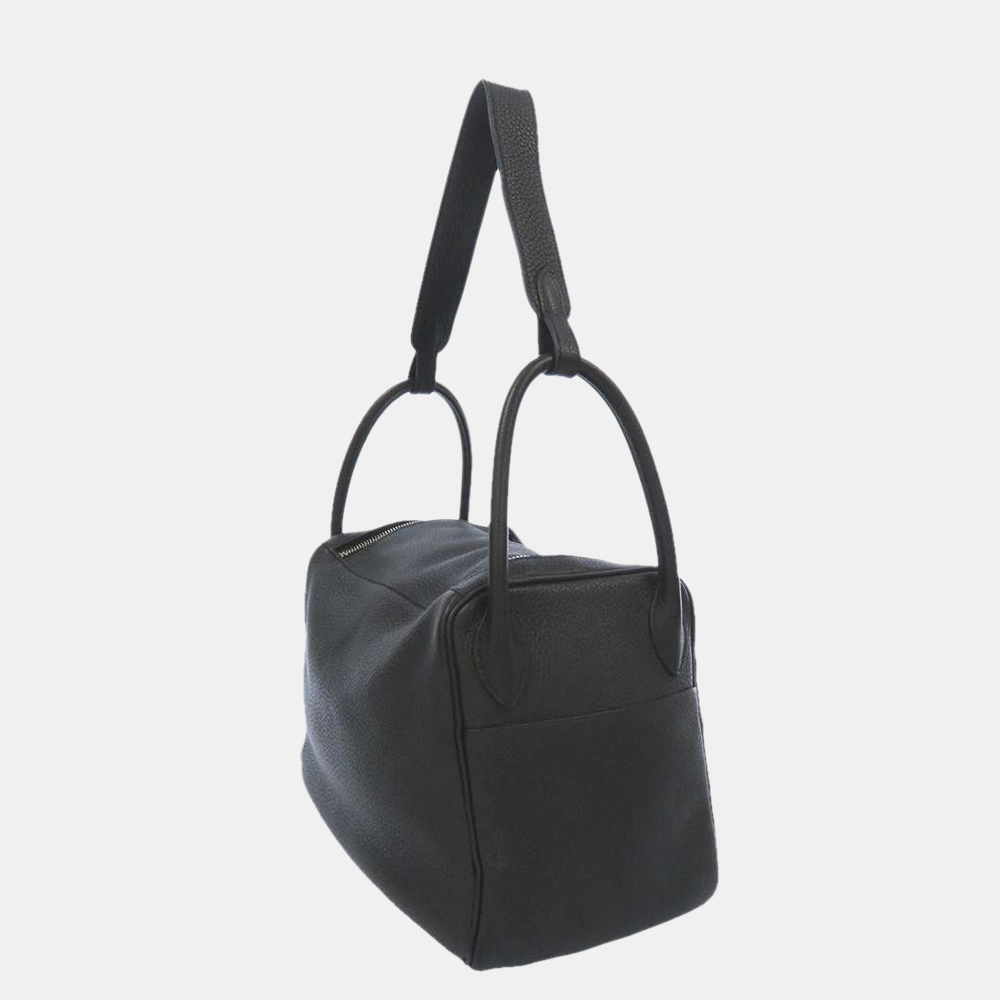 

Hermes Black Taurillon Clemence Leather Lindy 30 Shoulder Bag
