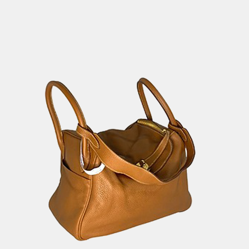 

Hermes Brown Clemence Leather Lindy 30 Shoulder Bag