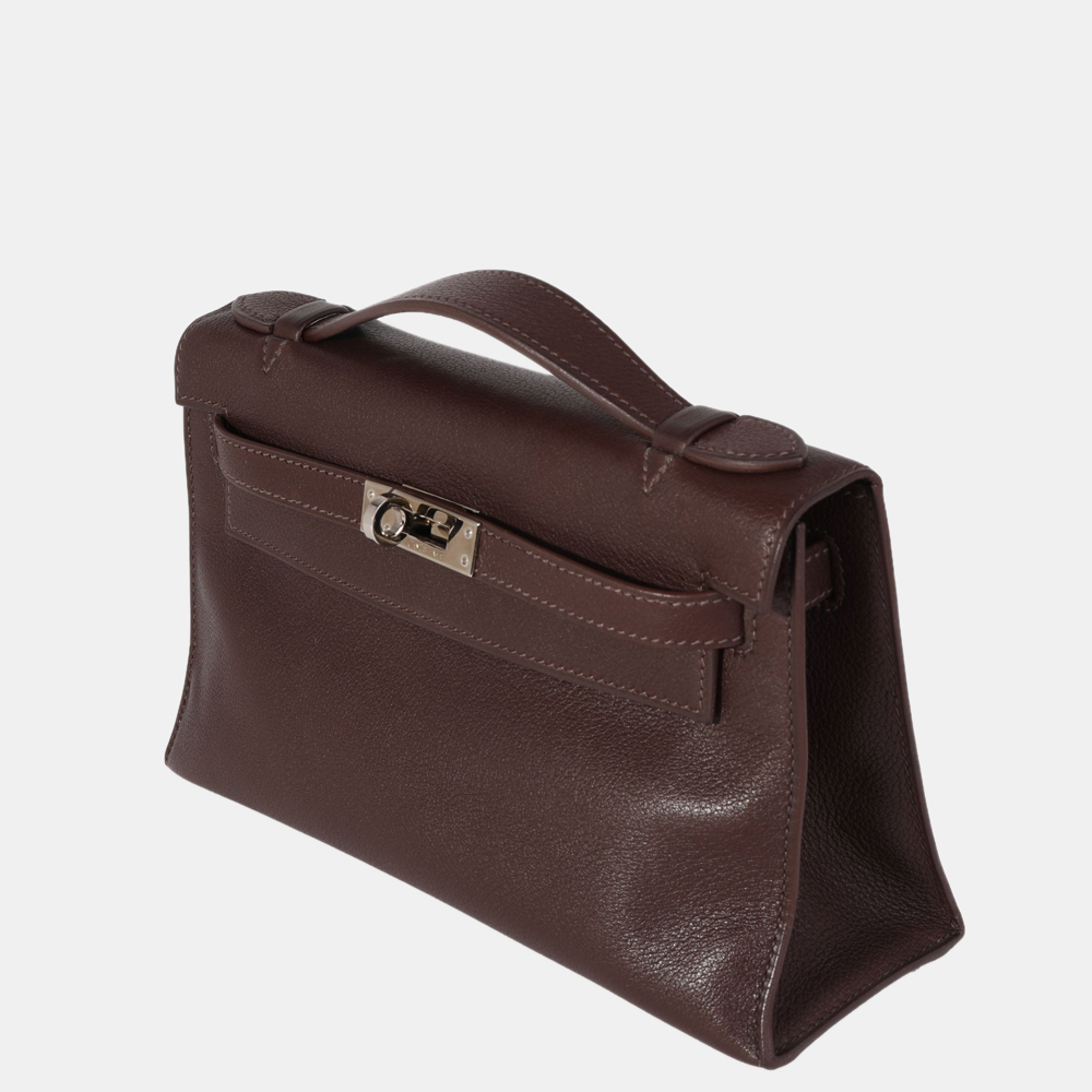 

Hermes Chocolat Swift Kelly Pochette PHW, Brown