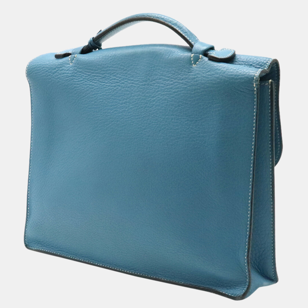 

Hermes Sack Adepesh 27 Bag Handbag Taurillon Clemence Leather Blue Gene