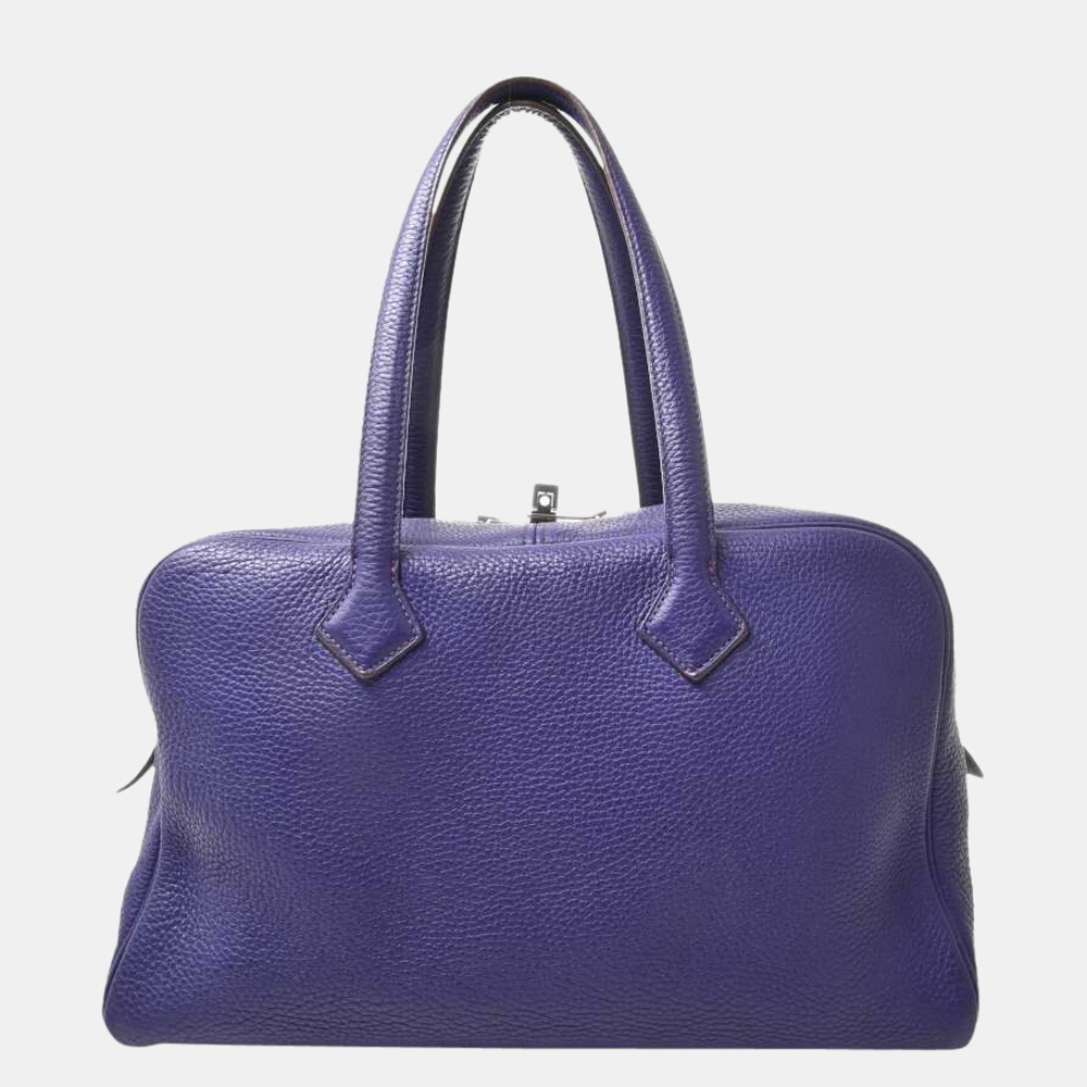 

Hermes Taurillon Clemence Victoria 35 Boston Bag Iris Purple