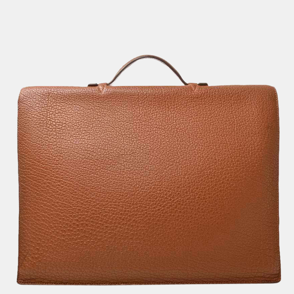 

Hermes Buffle Skipper Sack Adepesh Briefcase Business Bag Marron Brown