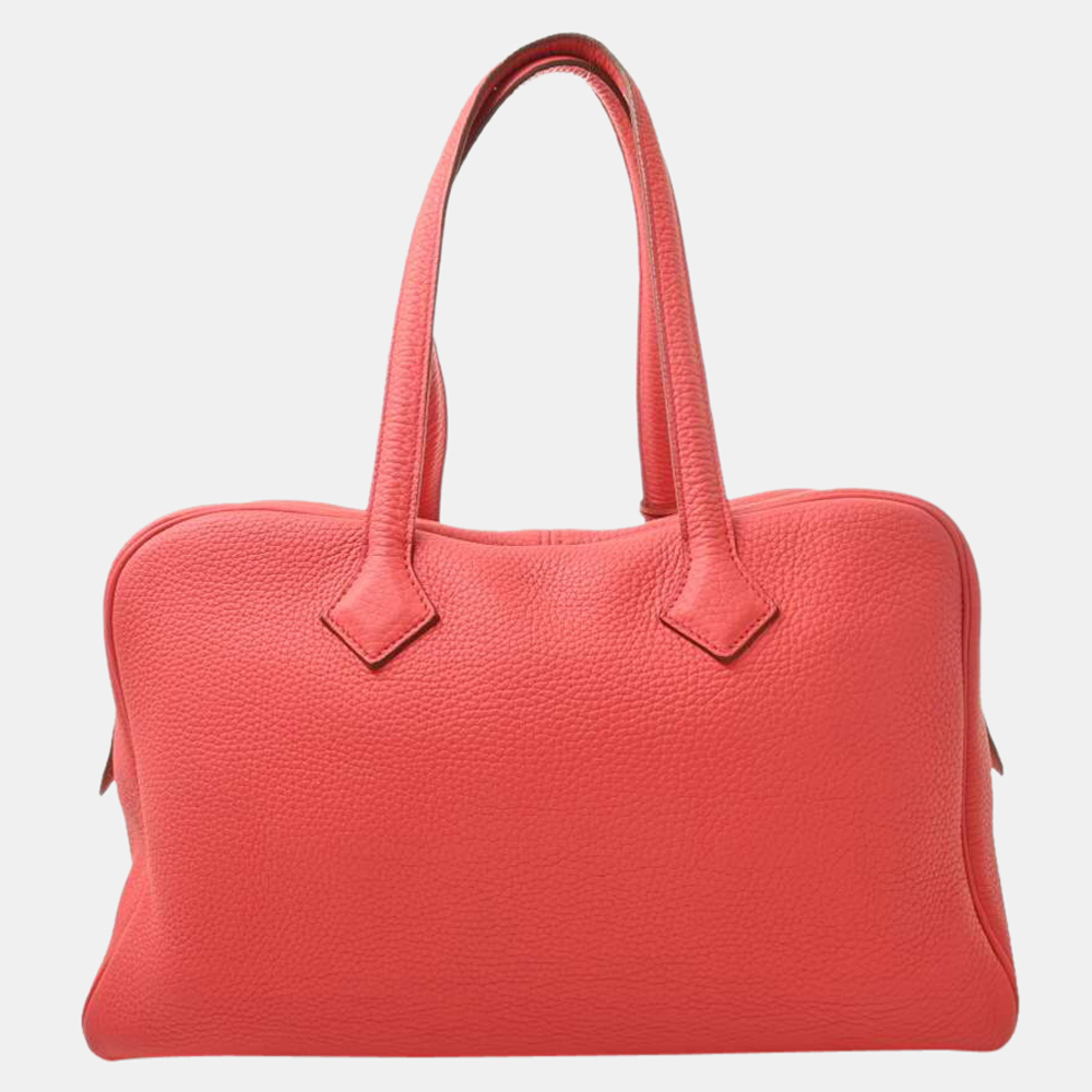 

Hermes Taurillon Clemence Victoria Boston Bag Bougainvillea Red