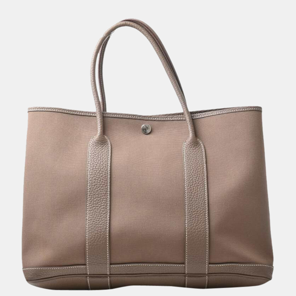 

Hermes Toile Offiche Negonda Garden MM Tote Bag Etoop Beige