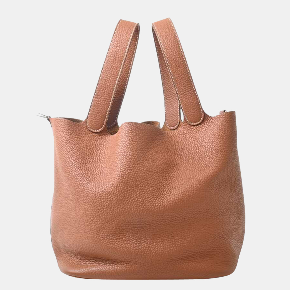 

Hermes Taurillon Clemence Picotin Lock GM Tote Bag Brown