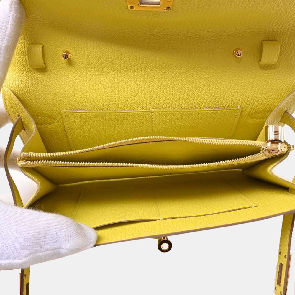 

Hermes Chevre Misor Kelly To Go Shoulder Purse Yellow
