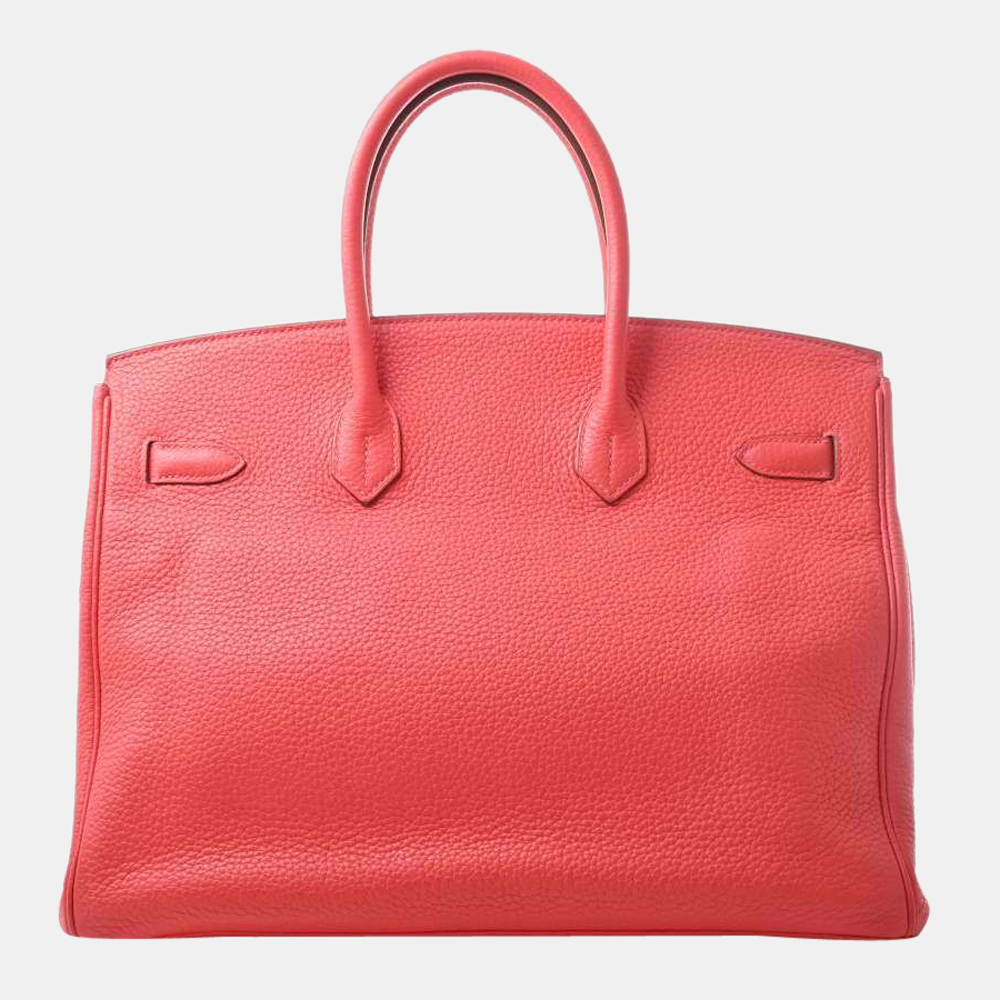 

Hermes Birkin Women's Taurillon Clemence Leather Handbag Red Color